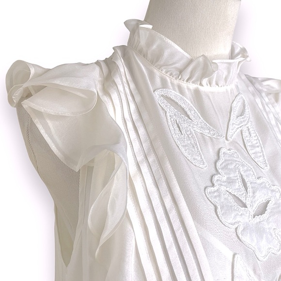 Rebecca Taylor Hana Applique Embroidered Top size 14 L - XL - Picture 7 of 11